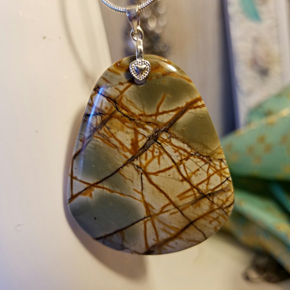 Picture Jasper and sterling silver pendant - Picture 2 of 7